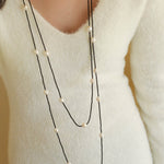 Wrinkled Baroque Black Spinel Long Necklaces - floysun