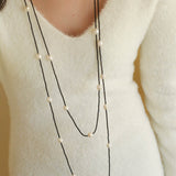 Wrinkled Baroque Black Spinel Long Necklaces - floysun