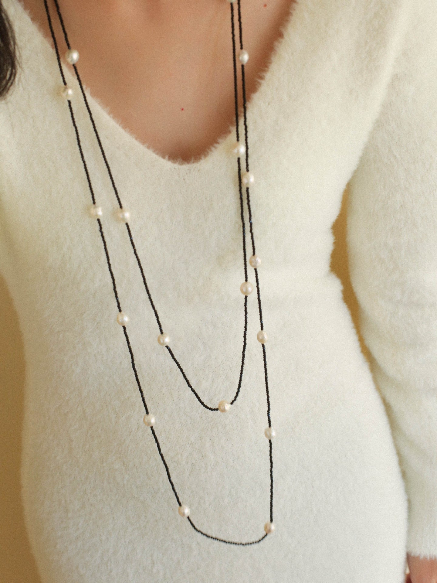 Wrinkled Baroque Black Spinel Long Necklaces - floysun