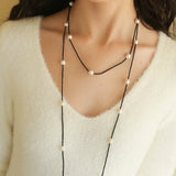 Wrinkled Baroque Black Spinel Long Necklaces - floysun
