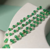 Green Onyx Baroque Pearl Necklace Multilayer Long Sweater Chain