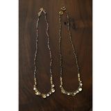 Artisan Hammered Coin Charm Natural Stone Beaded Necklace