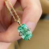Tourmaline Green Rectangular Pendant Necklace