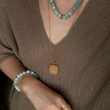 Irregular Raw Aquamarine Beaded Necklace