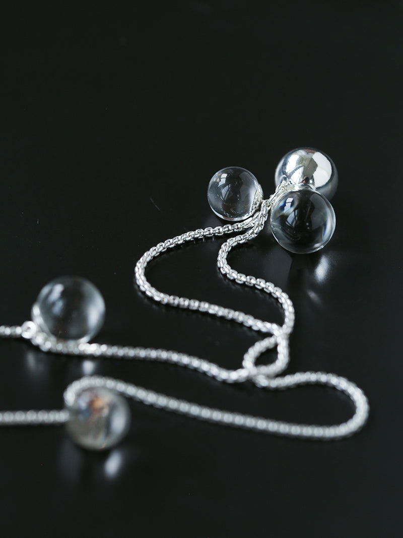 Clear Bubble Glass Cluster Long Necklace - detail view | Floysun