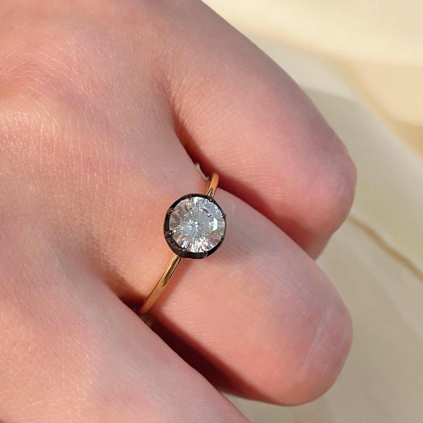 1 Carat Lab - Grown Diamond Black Gold Solitaire Ring - floysun
