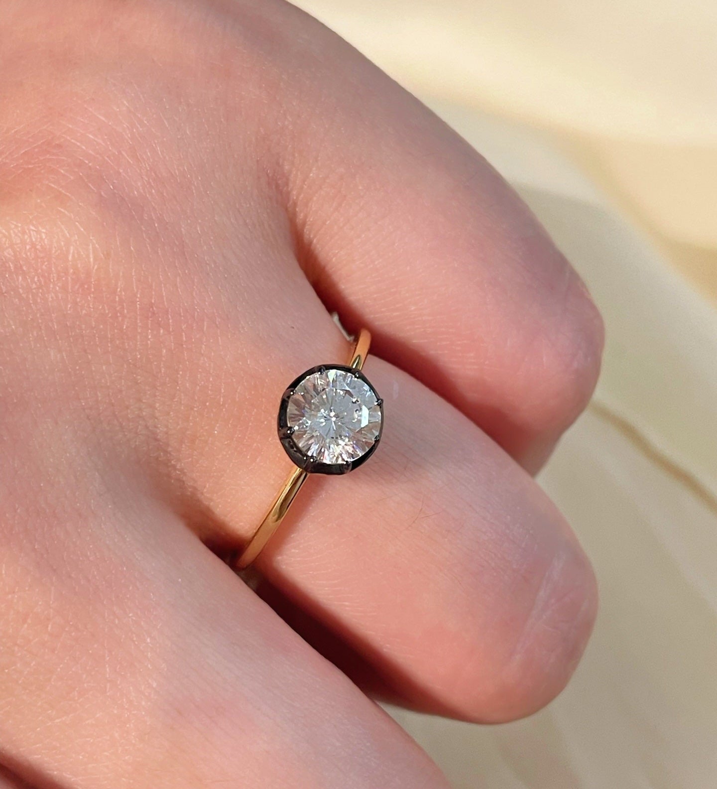 1 Carat Lab - Grown Diamond Black Gold Solitaire Ring - floysun