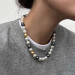 10mm Mixed-Tone Round Artificial Pearl Necklace - floysun