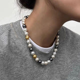 10mm Mixed-Tone Round Artificial Pearl Necklace - floysun