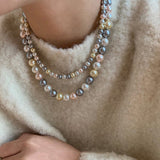 10mm Mixed-Tone Round Artificial Pearl Necklace - floysun