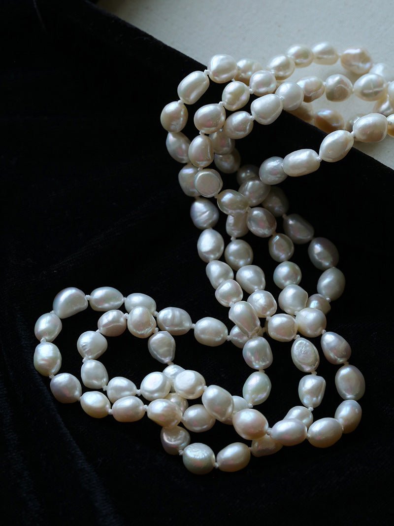 114cm Infinite Wrap Baroque Pearl Necklace - Versatile Natural Freshwater Pearl Chain - floysun