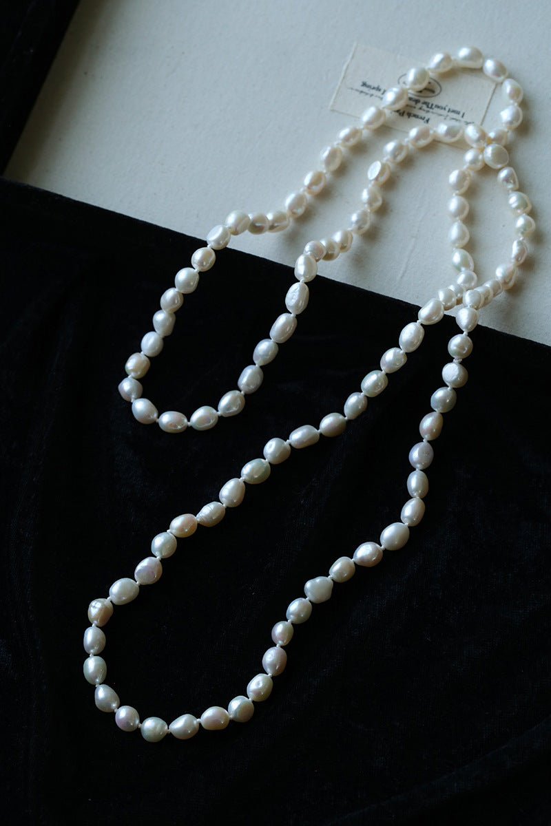 114cm Infinite Wrap Baroque Pearl Necklace - Versatile Natural Freshwater Pearl Chain - floysun