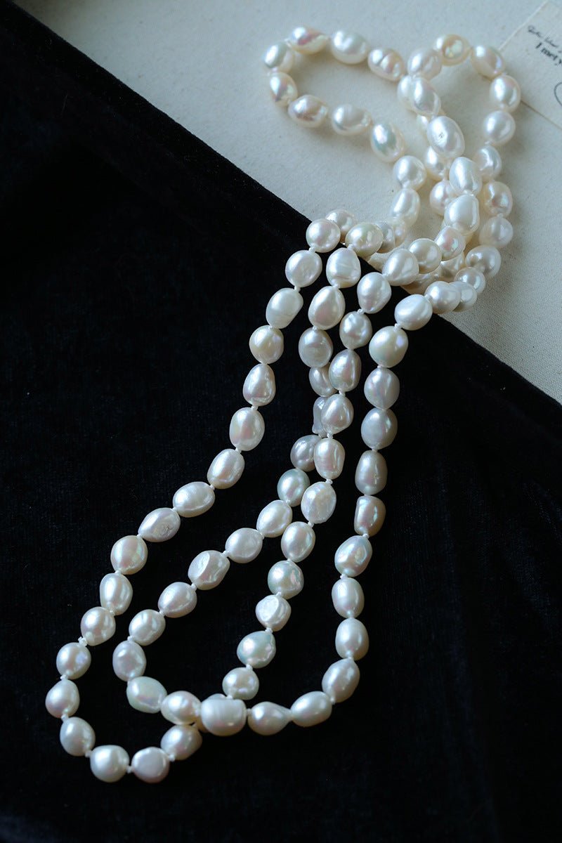 114cm Infinite Wrap Baroque Pearl Necklace - Versatile Natural Freshwater Pearl Chain - floysun