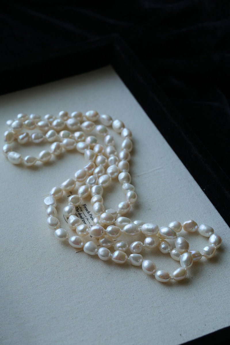 114cm Infinite Wrap Baroque Pearl Necklace - Versatile Natural Freshwater Pearl Chain - floysun