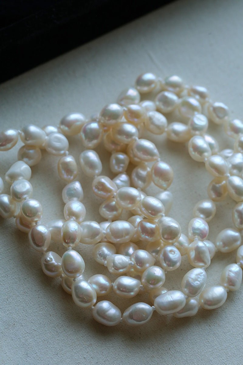 114cm Infinite Wrap Baroque Pearl Necklace - Versatile Natural Freshwater Pearl Chain - floysun