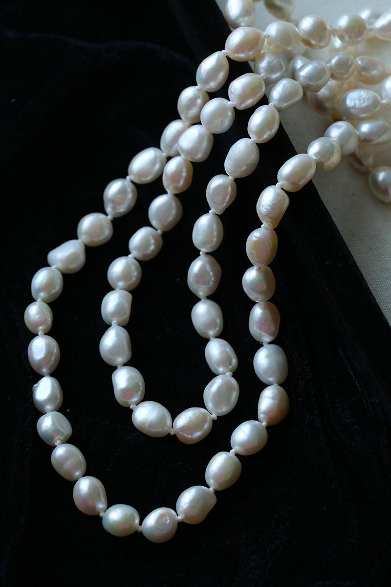 114cm Infinite Wrap Baroque Pearl Necklace - Versatile Natural Freshwater Pearl Chain - floysun