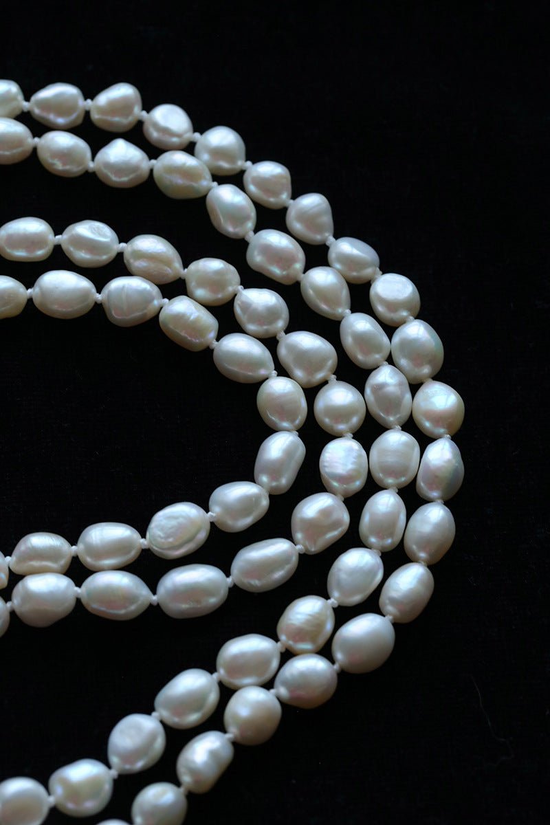 114cm Infinite Wrap Baroque Pearl Necklace - Versatile Natural Freshwater Pearl Chain - floysun