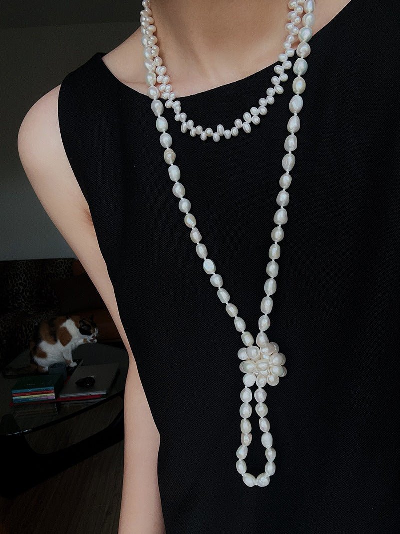 114cm Infinite Wrap Baroque Pearl Necklace - Versatile Natural Freshwater Pearl Chain - floysun