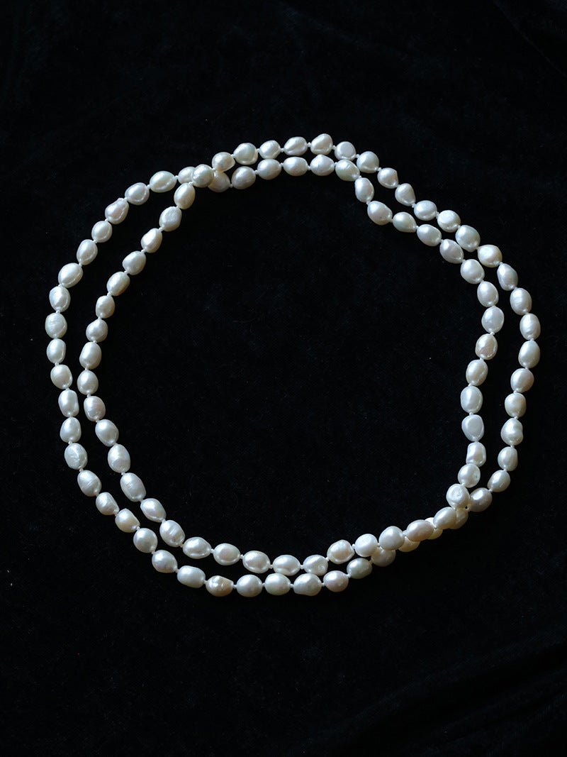 114cm Infinite Wrap Baroque Pearl Necklace - Versatile Natural Freshwater Pearl Chain - floysun