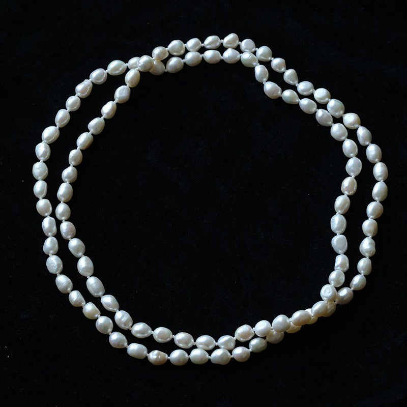 114cm Infinite Wrap Baroque Pearl Necklace - Versatile Natural Freshwater Pearl Chain - floysun