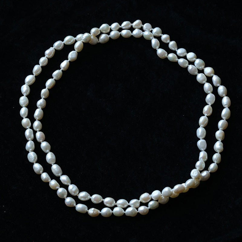 114cm Infinite Wrap Baroque Pearl Necklace - Versatile Natural Freshwater Pearl Chain - floysun