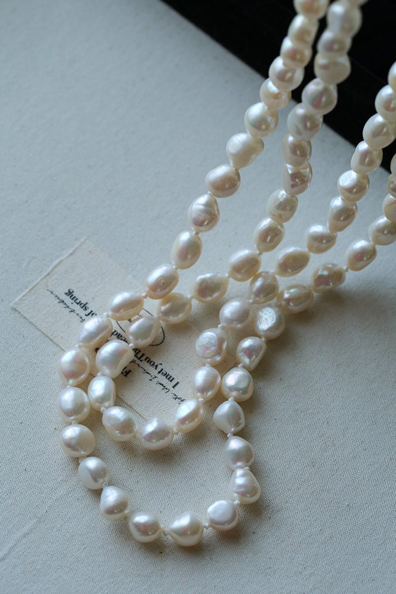 114cm Infinite Wrap Baroque Pearl Necklace - Versatile Natural Freshwater Pearl Chain - floysun