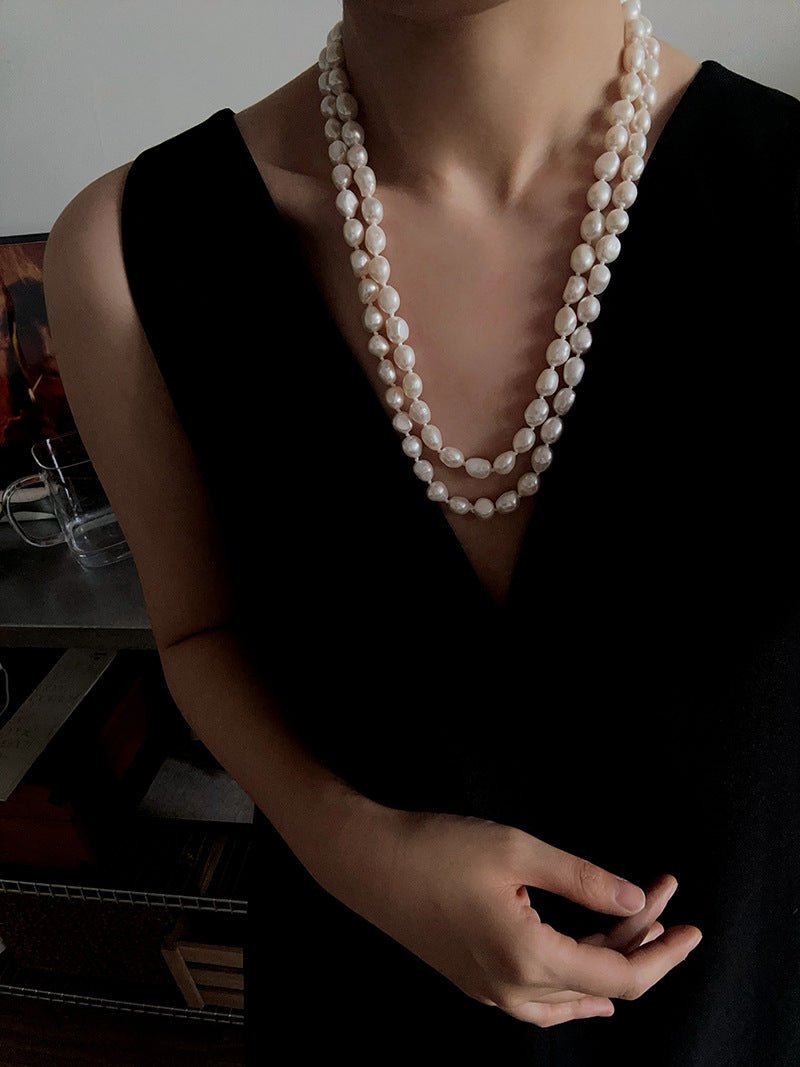 114cm Infinite Wrap Baroque Pearl Necklace - Versatile Natural Freshwater Pearl Chain - floysun