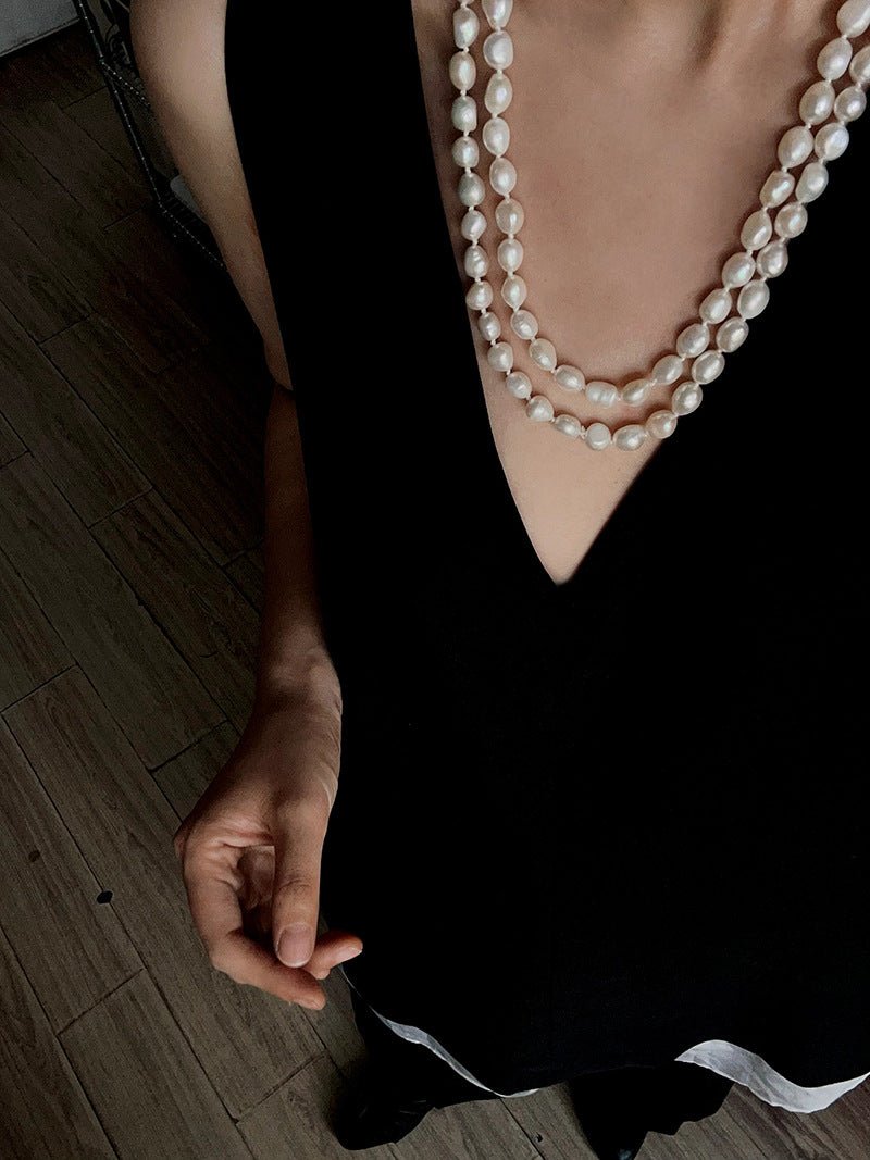 114cm Infinite Wrap Baroque Pearl Necklace - Versatile Natural Freshwater Pearl Chain - floysun