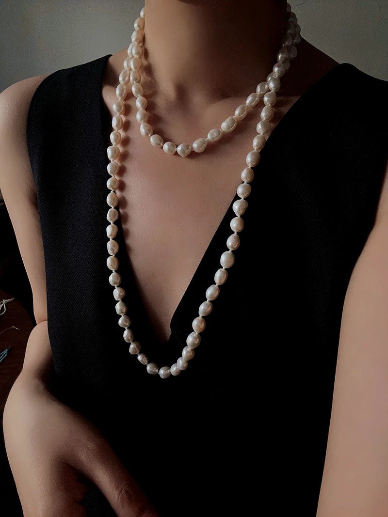 114cm Infinite Wrap Baroque Pearl Necklace - Versatile Natural Freshwater Pearl Chain - floysun