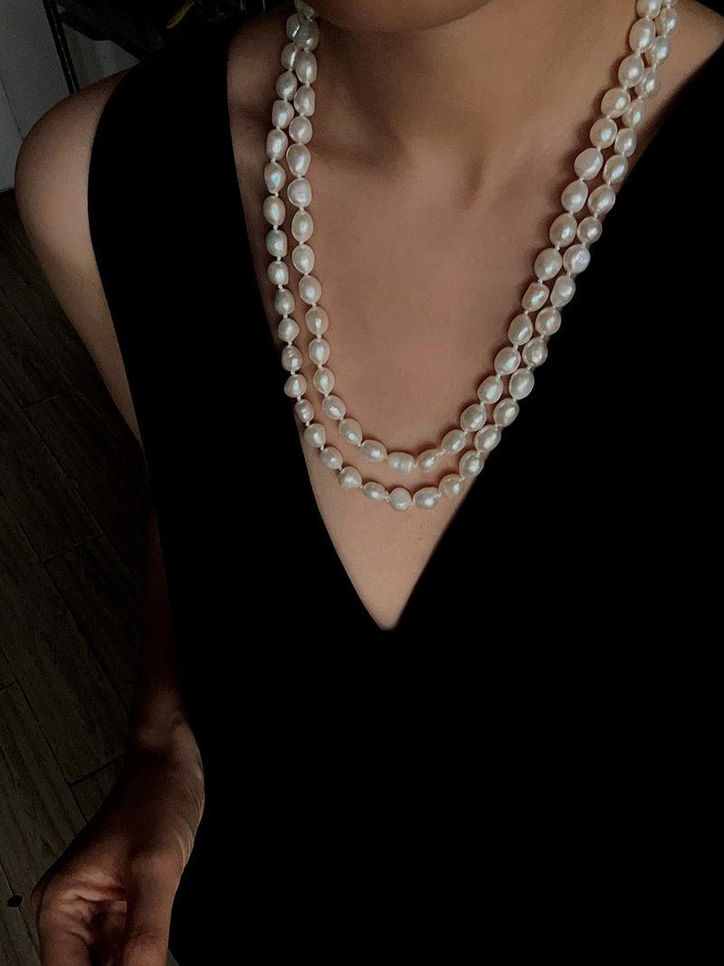 114cm Infinite Wrap Baroque Pearl Necklace - Versatile Natural Freshwater Pearl Chain - floysun