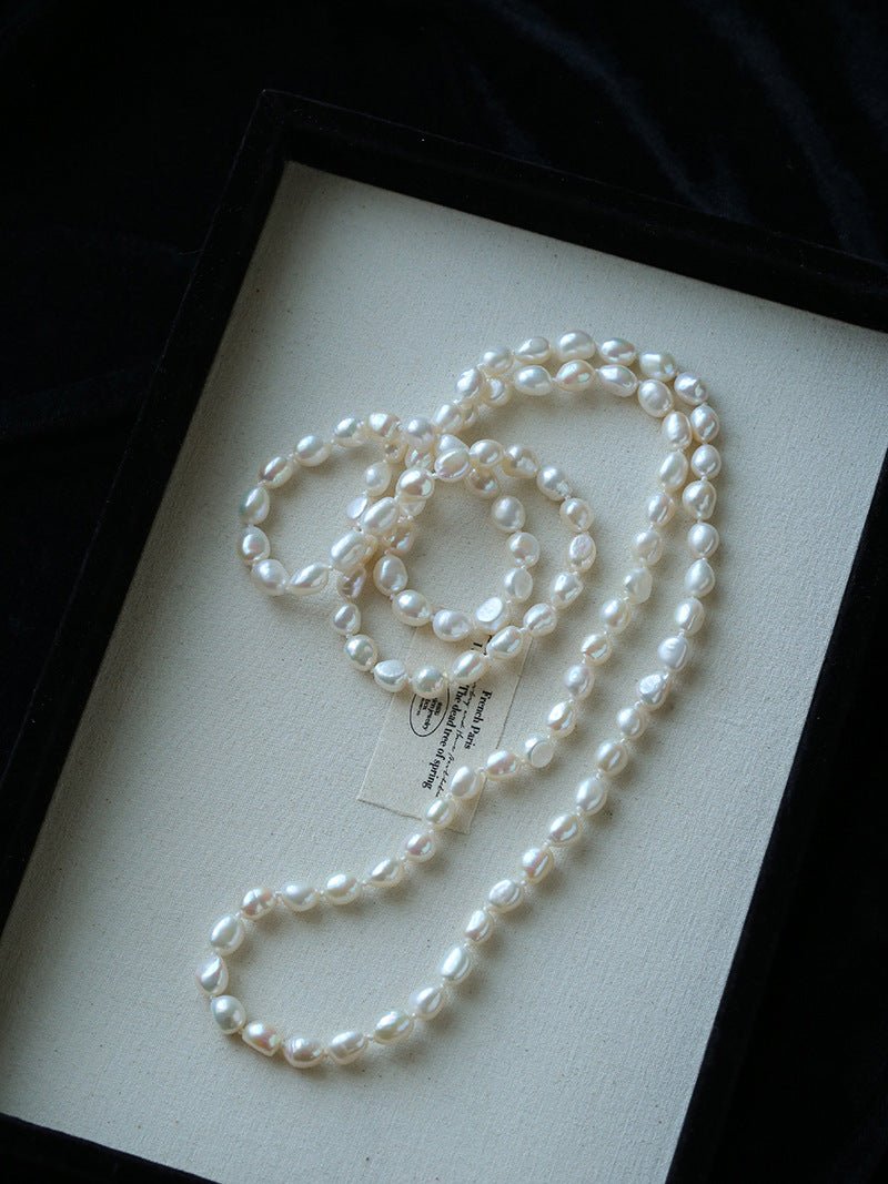 114cm Infinite Wrap Baroque Pearl Necklace - Versatile Natural Freshwater Pearl Chain - floysun