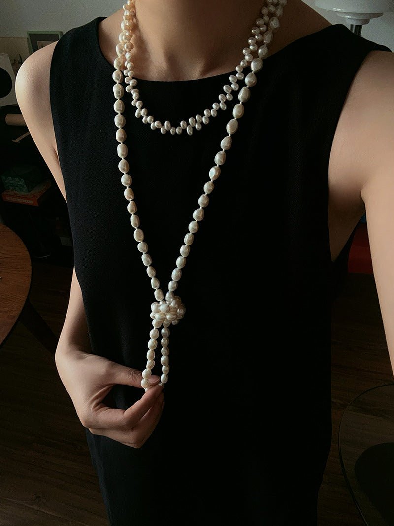114cm Infinite Wrap Baroque Pearl Necklace - Versatile Natural Freshwater Pearl Chain - floysun