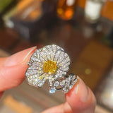 Luxury Paved Full Bloom Flower Ring