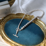 Elegant Swarovski Pearl Gradient Collarbone Necklace