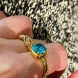 Cushion Bezel Set Synthetic Aquamarine Solitaire Ring
