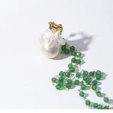 Green Onyx Baroque Pearl Necklace Multilayer Long Sweater Chain