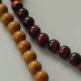 Autumn Whisper Natural Pearl & Red Tiger Eye & Wood Grain Stone Necklace