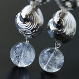 Spiral Conch Clear Quartz Long Drop Earrings