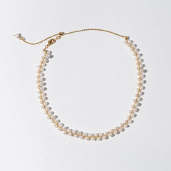 Geflochtene, verstellbare Choker-Kette mit Süßwasserperlen