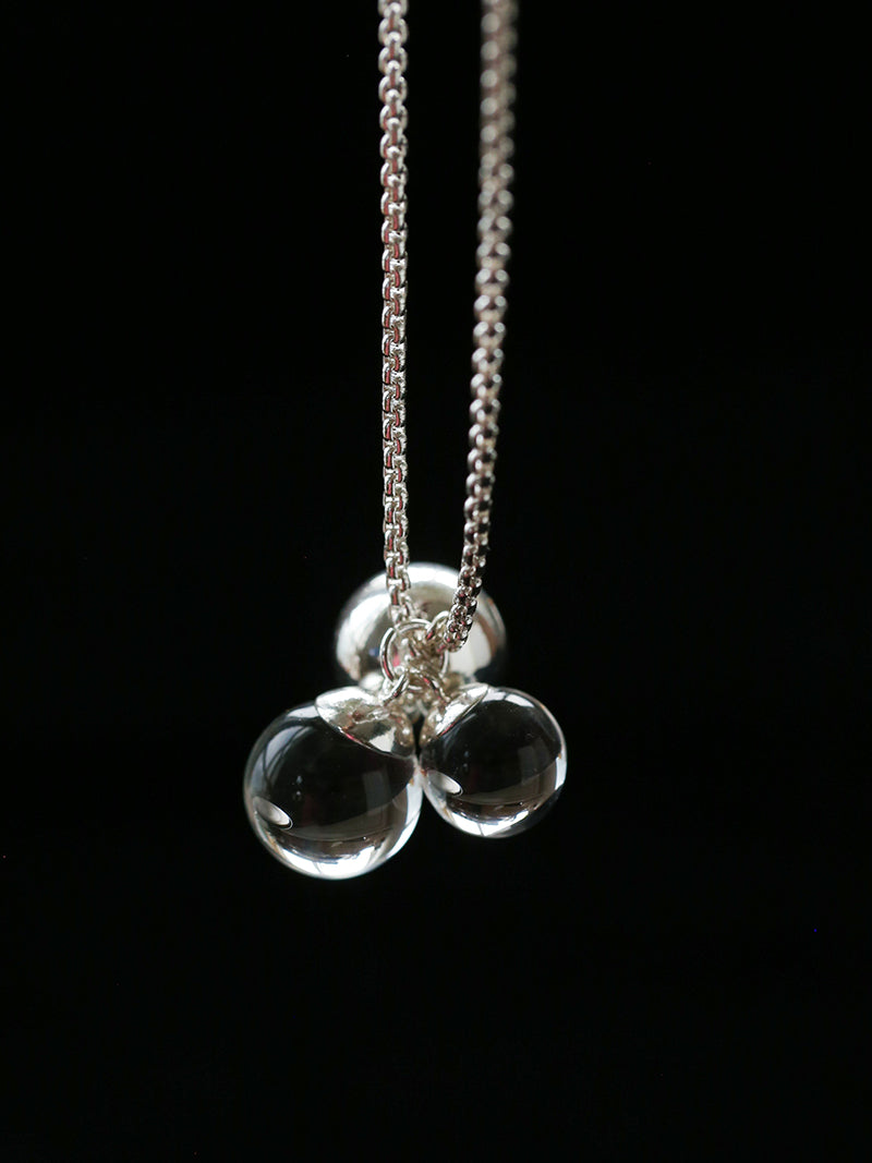 Clear Bubble Glass Cluster Long Necklace - close-up detail | Floysun