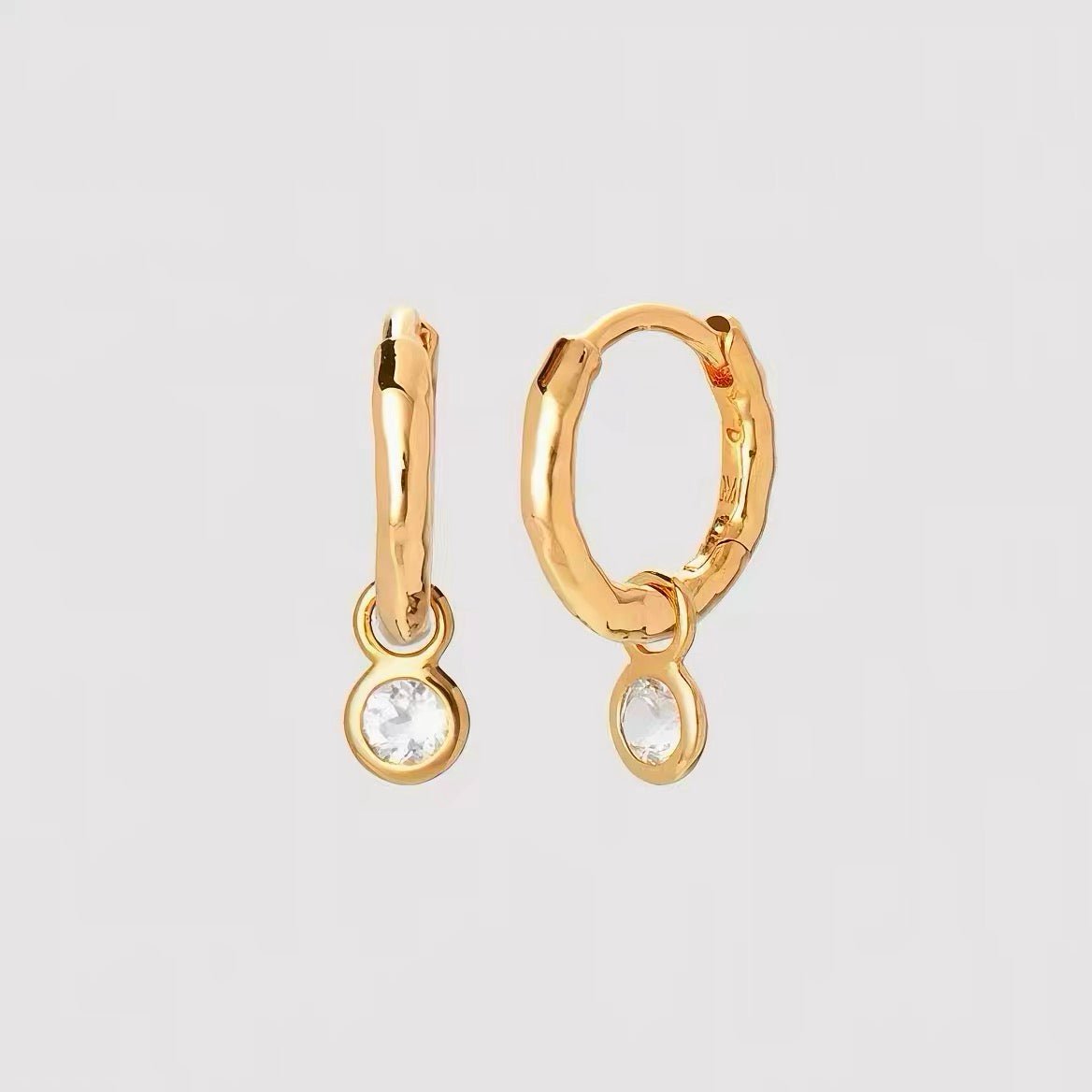 2 - in - 1 Detachable Solitaire Huggie Earrings - Petite 925 Sterling Silver Small Hoop - floysun