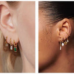 2 - in - 1 Detachable Solitaire Huggie Earrings - Petite 925 Sterling Silver Small Hoop - floysun