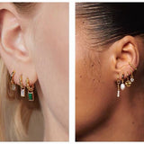 2 - in - 1 Detachable Solitaire Huggie Earrings - Petite 925 Sterling Silver Small Hoop - floysun