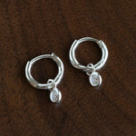 2 - in - 1 Detachable Solitaire Huggie Earrings - Petite 925 Sterling Silver Small Hoop - floysun