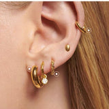 2 - in - 1 Detachable Solitaire Huggie Earrings - Petite 925 Sterling Silver Small Hoop - floysun