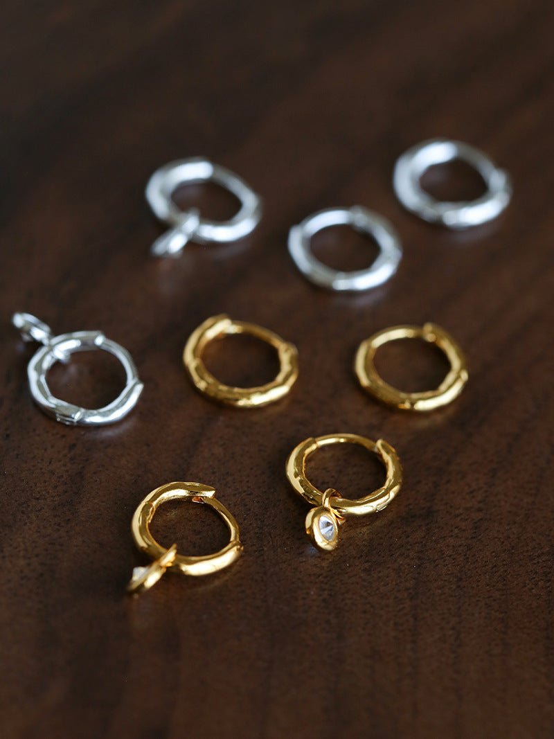 2 - in - 1 Detachable Solitaire Huggie Earrings - Petite 925 Sterling Silver Small Hoop - floysun