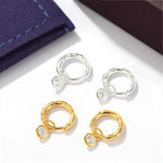 2 - in - 1 Detachable Solitaire Huggie Earrings - Petite 925 Sterling Silver Small Hoop - floysun