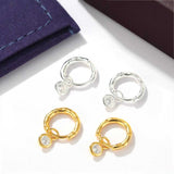 2 - in - 1 Detachable Solitaire Huggie Earrings - Petite 925 Sterling Silver Small Hoop - floysun