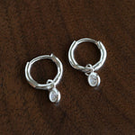 2 - in - 1 Detachable Solitaire Huggie Earrings - Petite 925 Sterling Silver Small Hoop - floysun