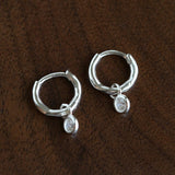 2 - in - 1 Detachable Solitaire Huggie Earrings - Petite 925 Sterling Silver Small Hoop - floysun